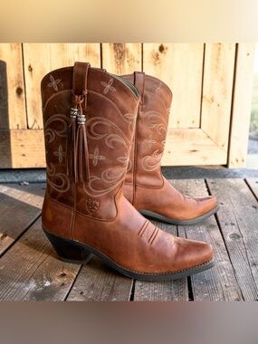 Ariat Desert Star Cowgirl Boots Womens 8.5 B Tassels Western Brown Rodeo